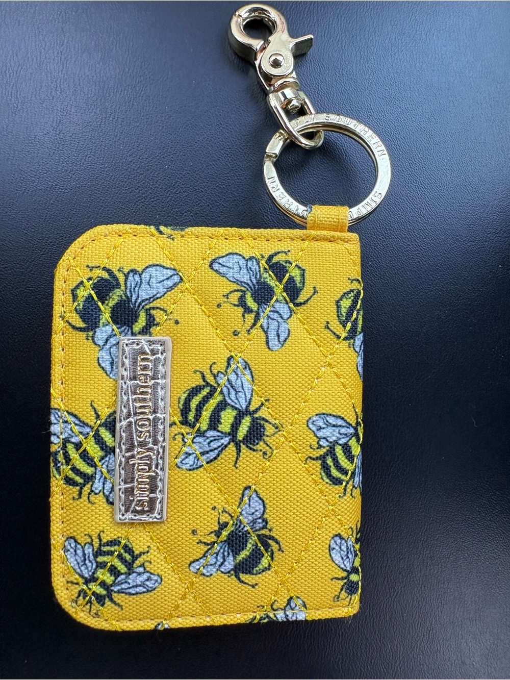 Simply Southern Yellow Bee Quilted Keychain Card Case
